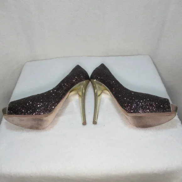Baldan Sparkly Brown Peep-Toe Heels | EU 37 - Picture 6 of 12